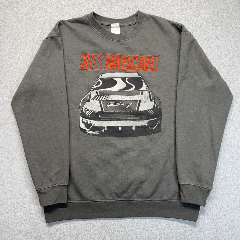 NASCAR Crewneck Sweatshirt Men’s Medium Gray Embroidered Daytona 500